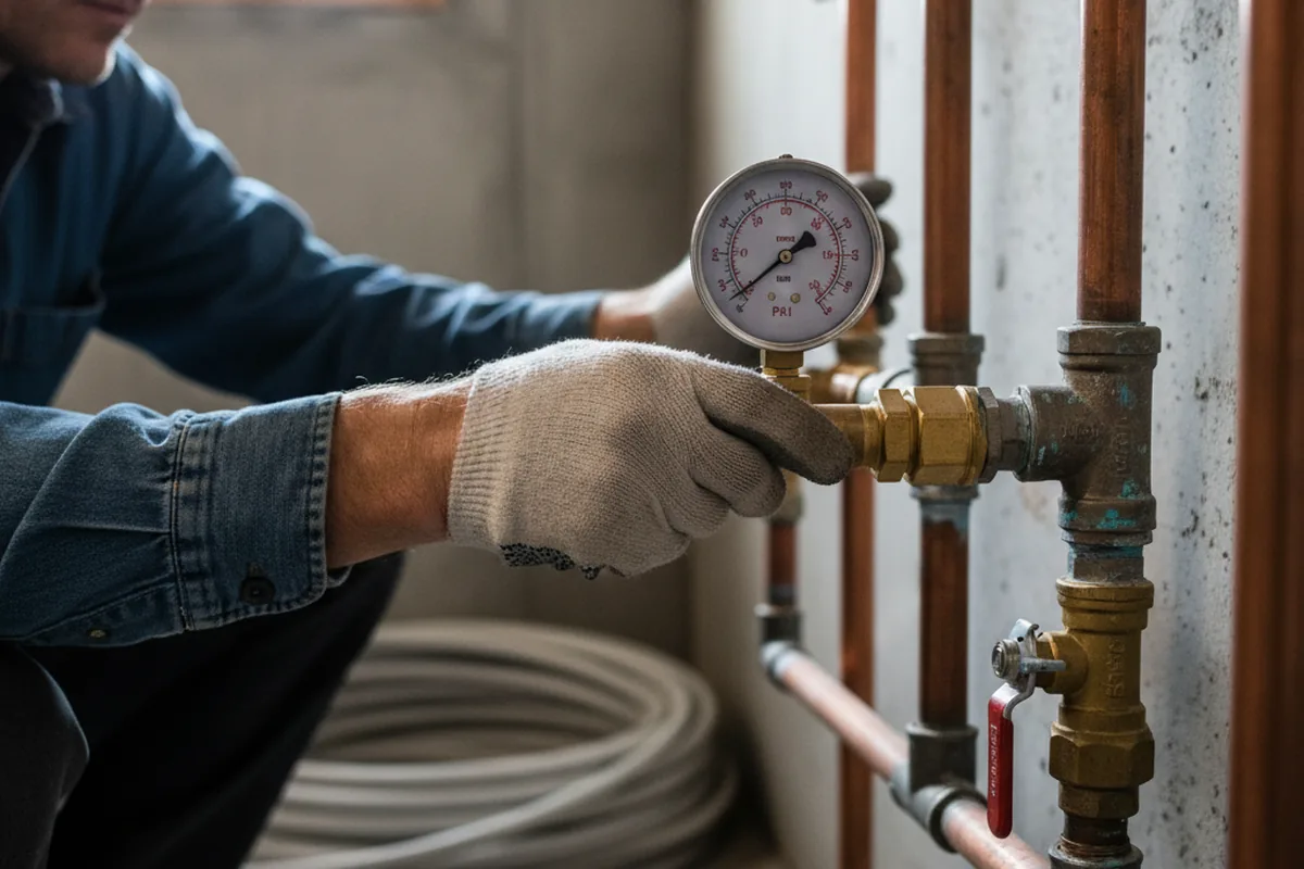 Pressure testing a repaired line during Water Line Repair in Philipsburg